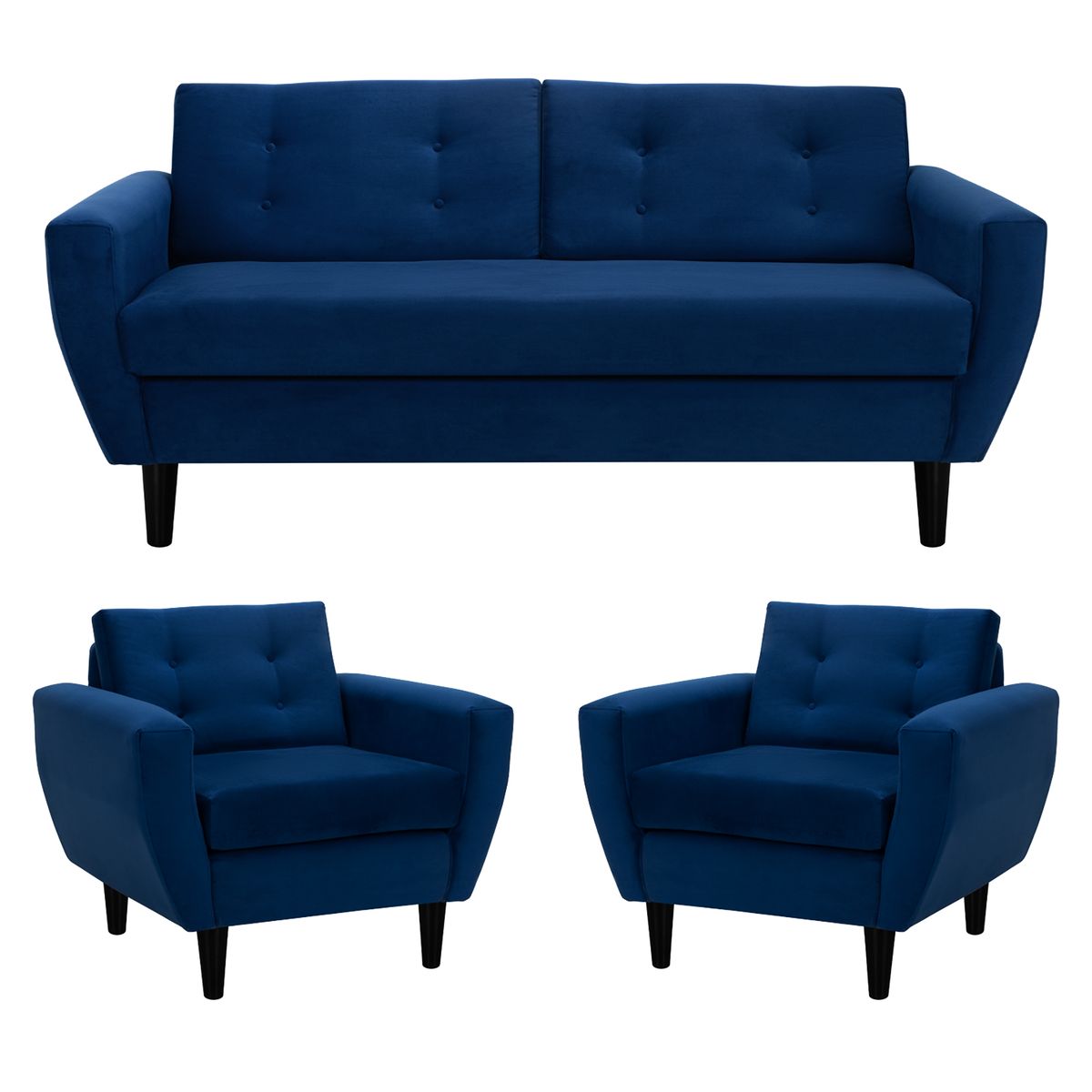 BODEVIR - Sofa Bote 3C+1+1 Felpa 00 Azul Marino