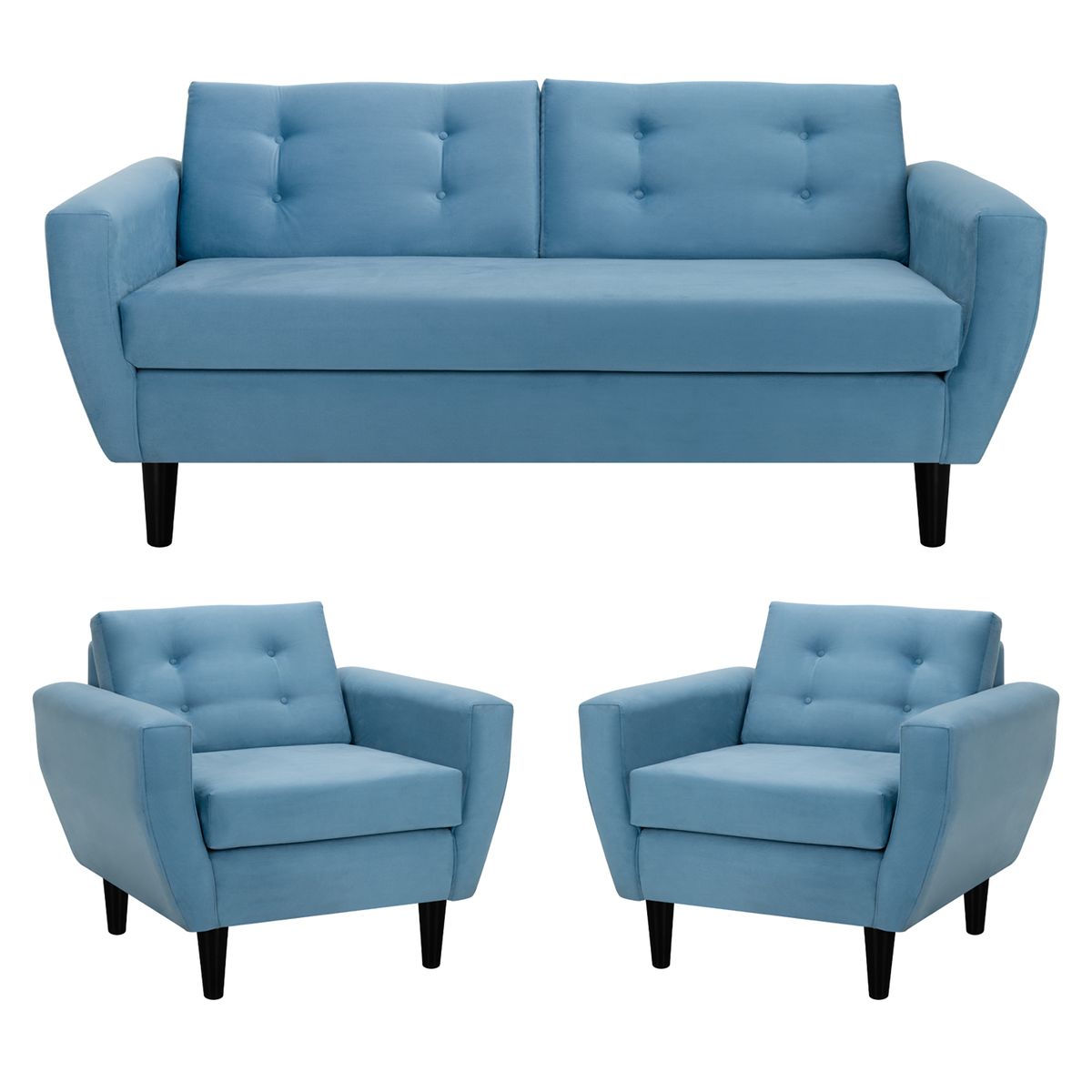 BODEVIR - Sofa Bote 3C+1+1 Felpa 00 Azul Petroleo