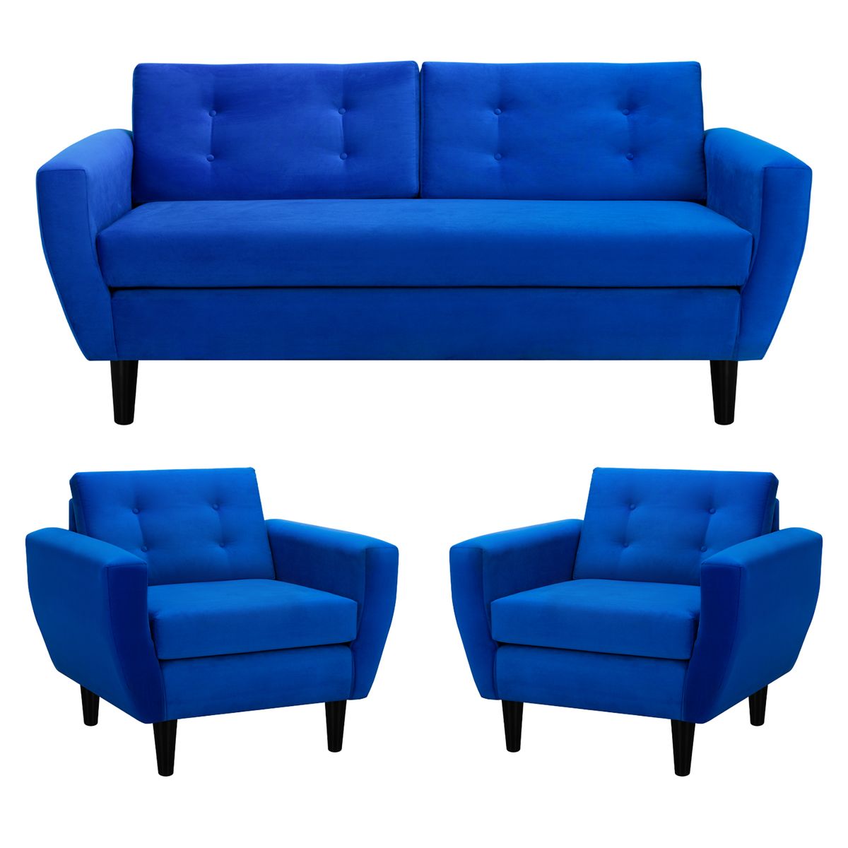 BODEVIR - Sofa Bote 3C+1+1 Felpa 00 Azul Rey