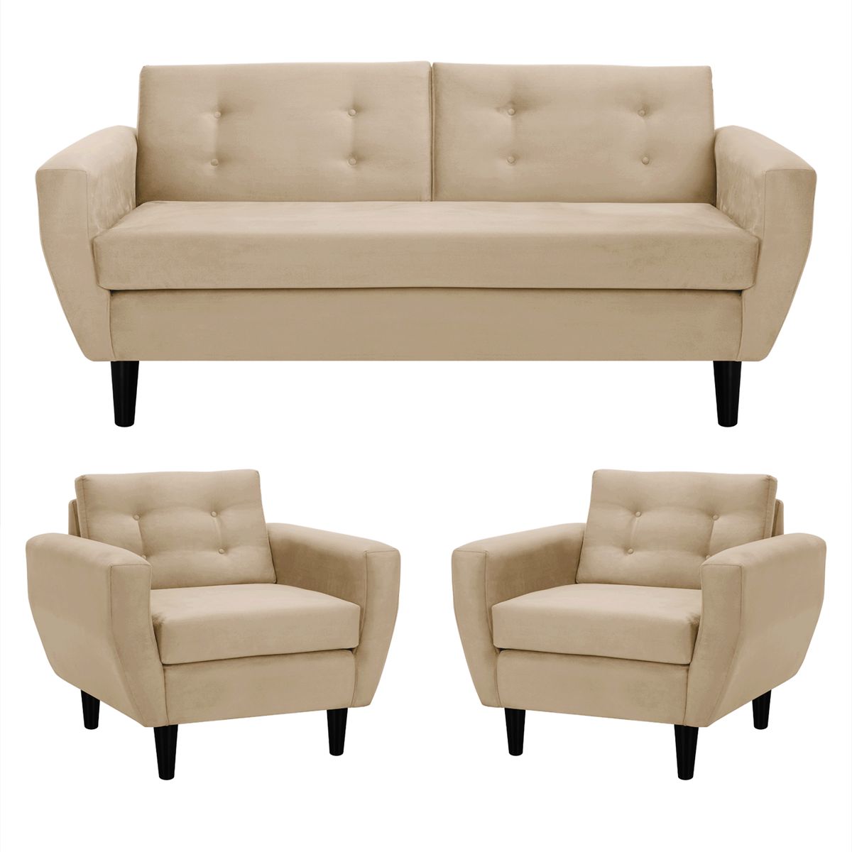 BODEVIR - Sofa Bote 3C+1+1 Felpa 00 Beige