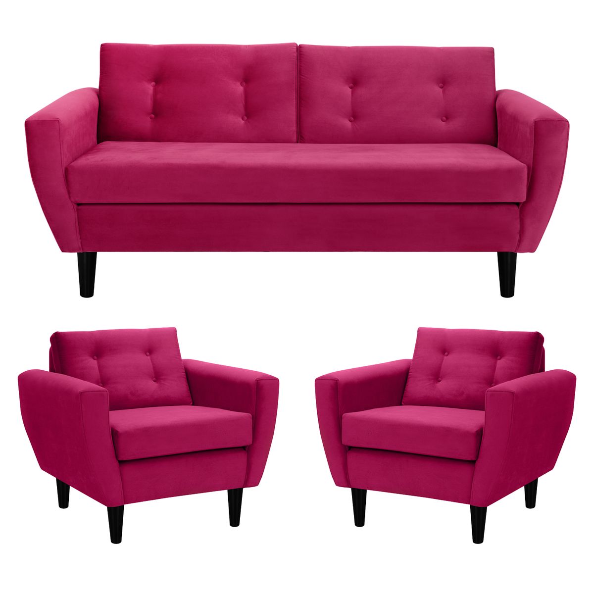 BODEVIR - Sofa Bote 3C+1+1 Felpa 00 Burdeo