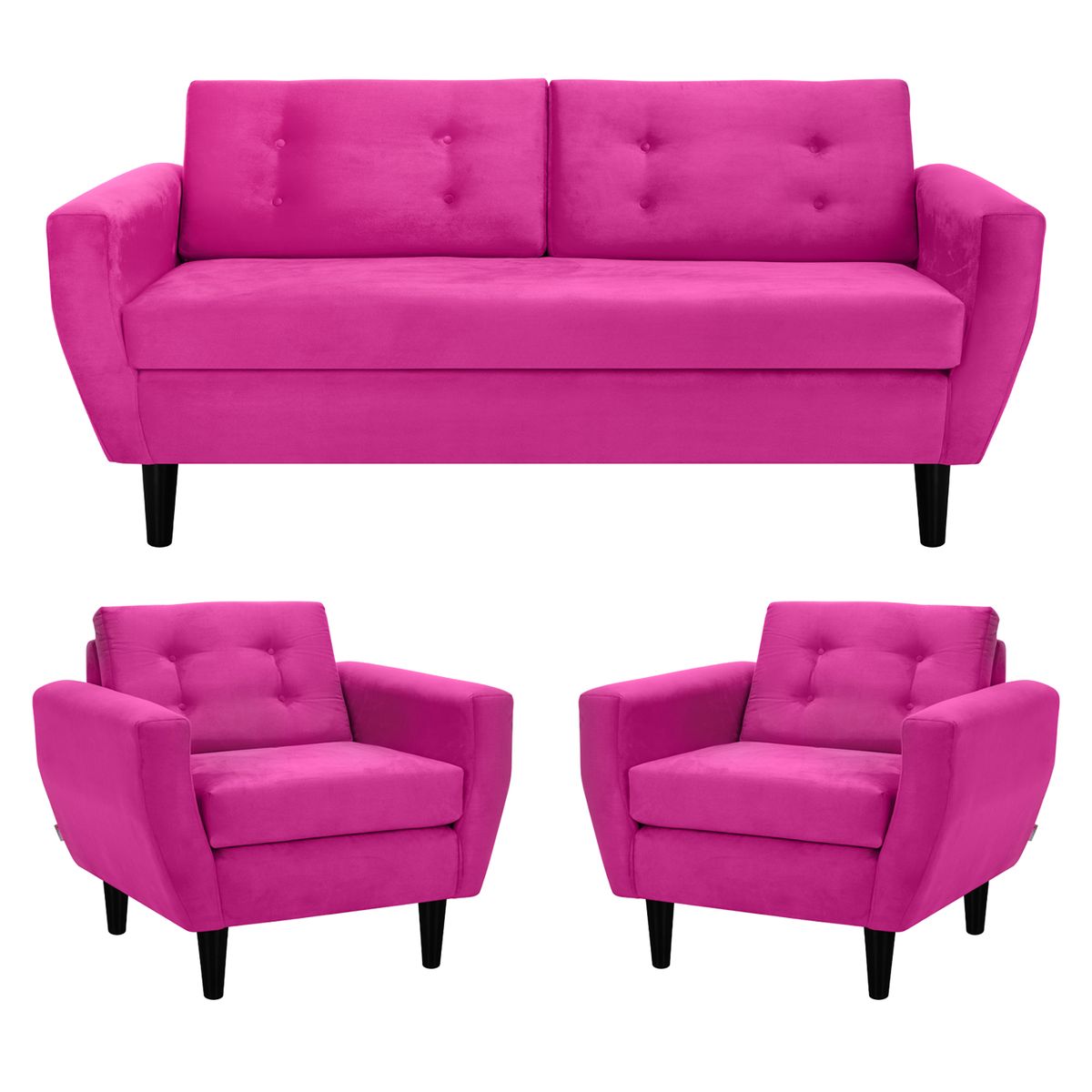 BODEVIR - Sofa Bote 3C+1+1 Felpa 00 Fucsia