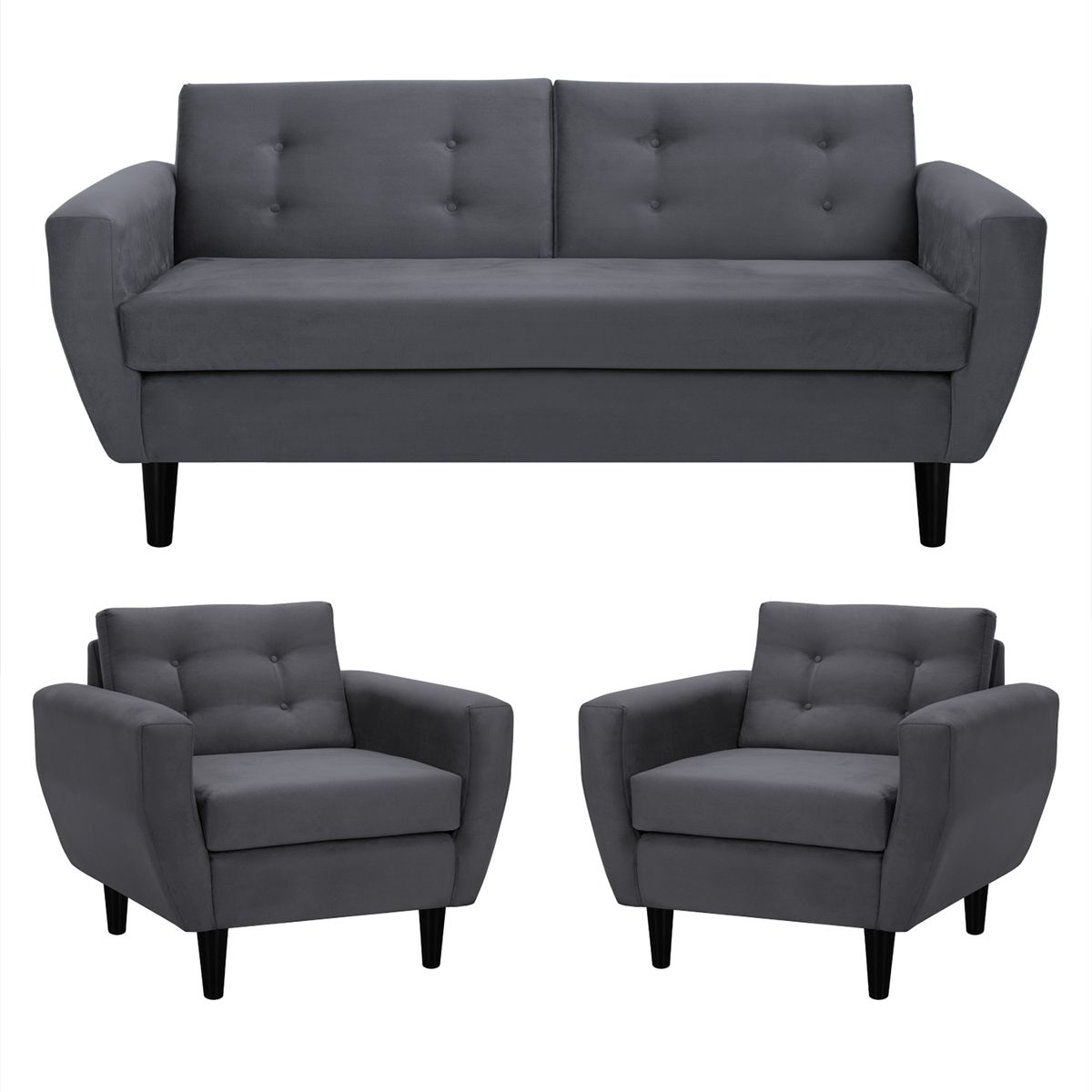 BODEVIR - Sofa Bote 3C+1+1 Felpa 00 Gris