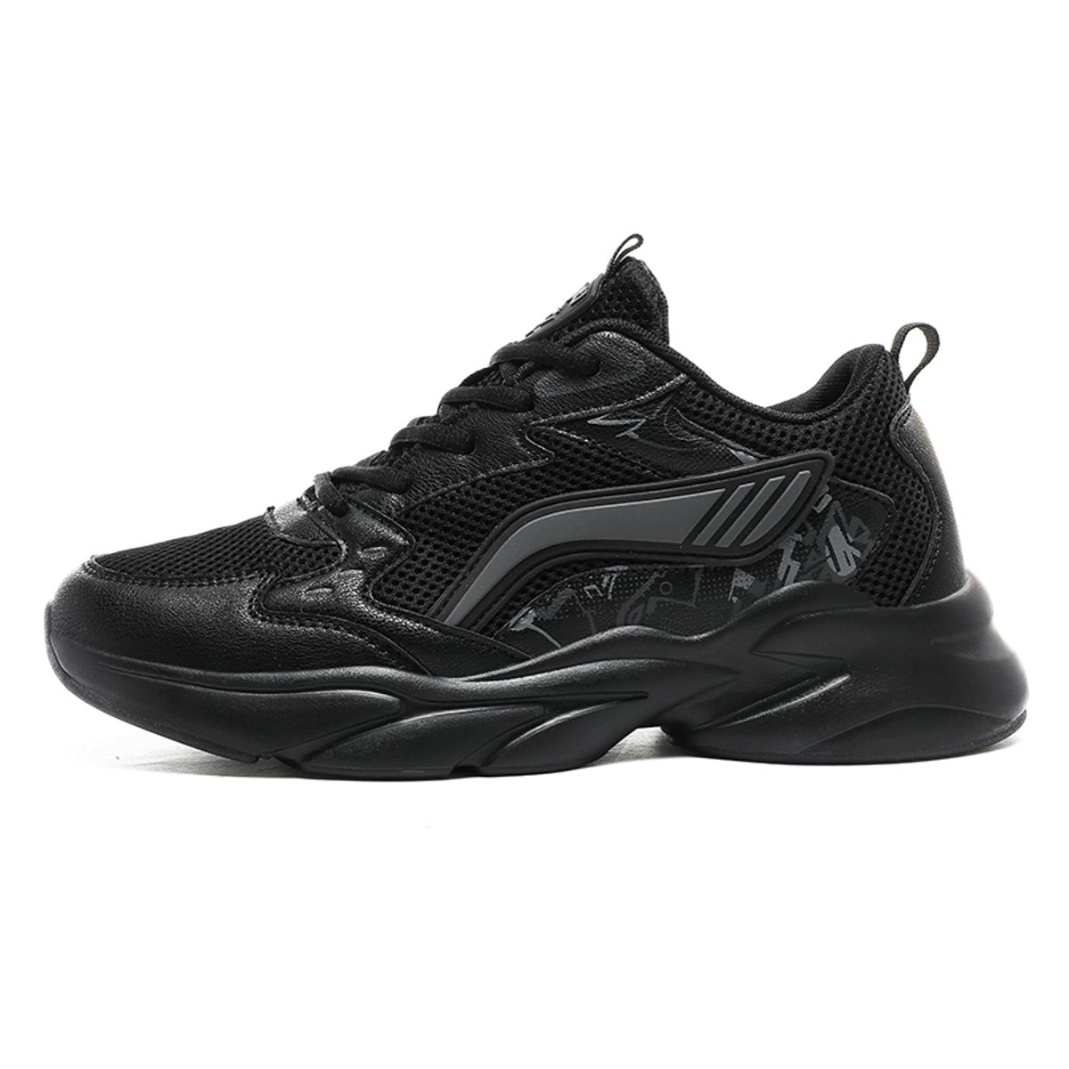 SHANDIAN - Zapatillas Running Plataforma Hombre Negro