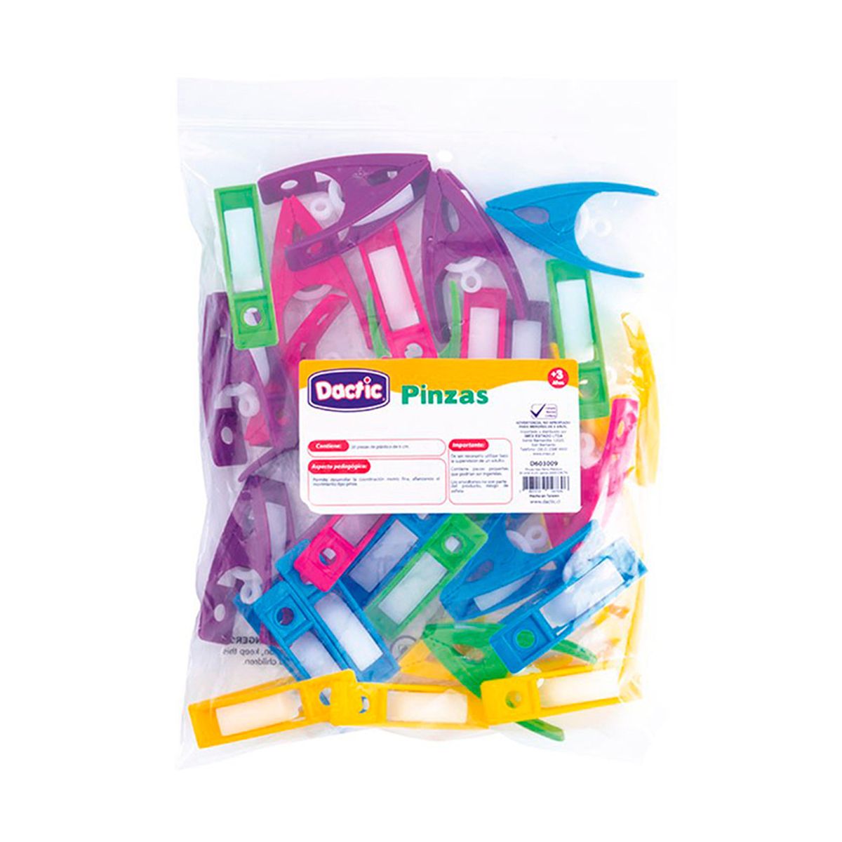 DACTIC - Set Pinzas Tipo Perro Plastico Para Juego 6cm Dactic 30 Uds