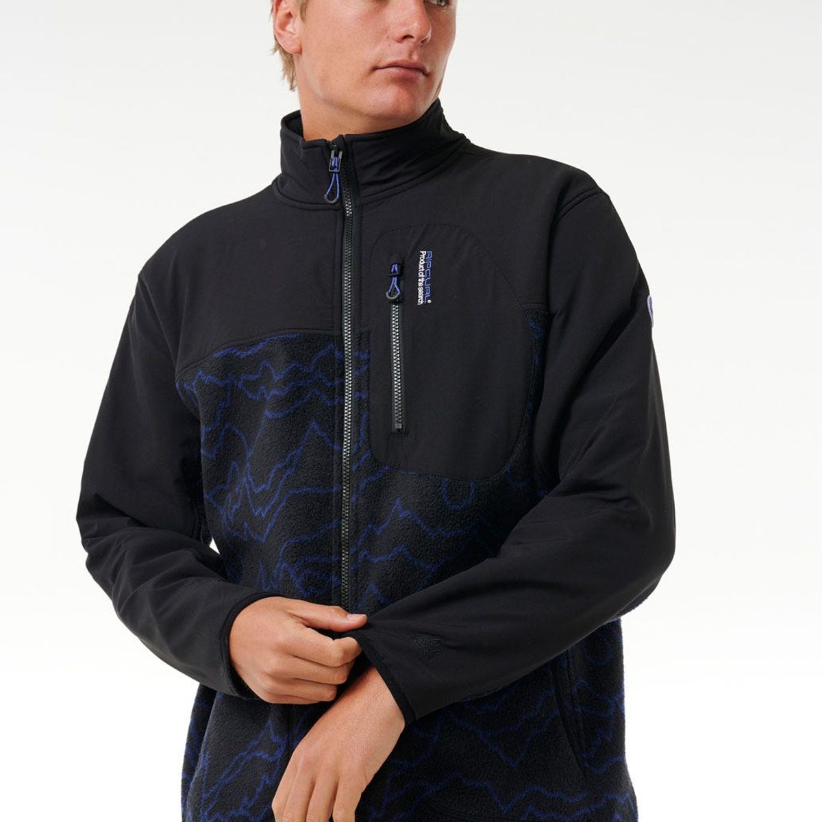 RIP CURL - Poleron Micropolar Search Zip Crew Negro Hombre Rip Curl - Negro