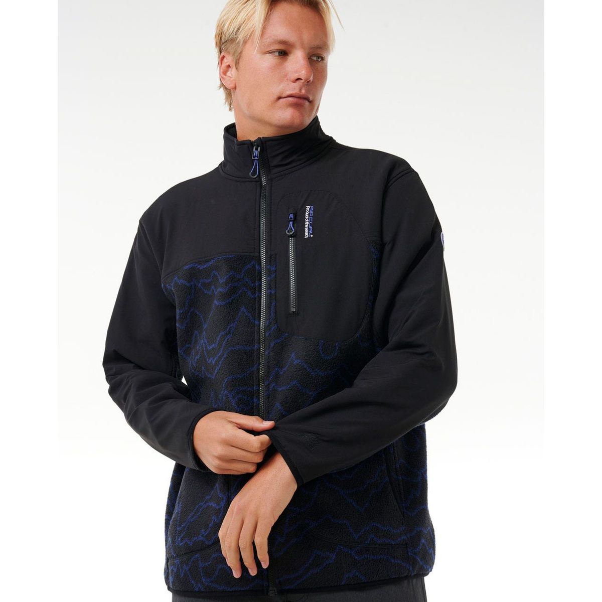 RIP CURL - Poleron Micropolar Search Zip Crew Negro Hombre Rip Curl - Negro