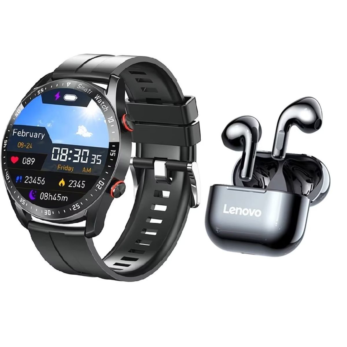 LENOVO - Audífonos Lenovo LP40 - Negro + Toumi Smartwatch