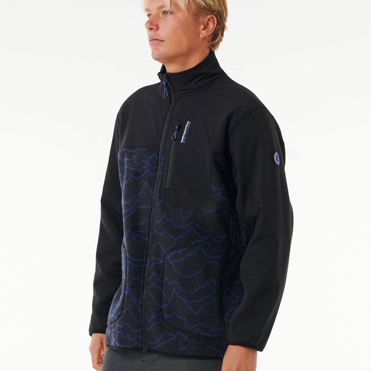RIP CURL - Poleron Micropolar Search Zip Crew Negro Hombre Rip Curl - Negro