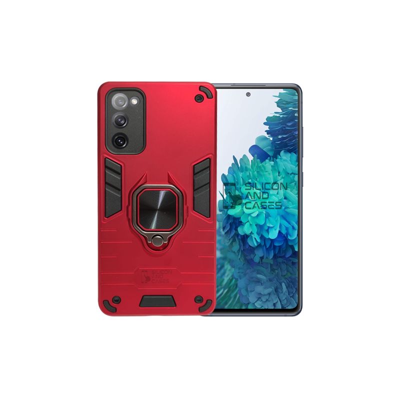 GENERICO - CARCASA ANILLO ANTIGOLPE PARA CELULAR SAMSUNG S20 FE COLOR ROJO