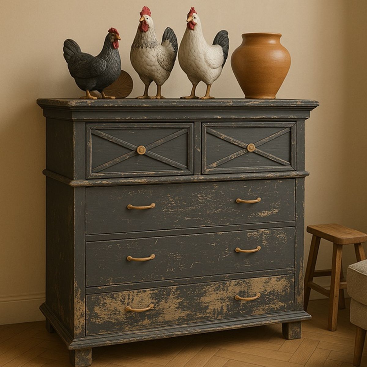 GENERICO - Mueble Organizador Vintage Tiradores De Metal