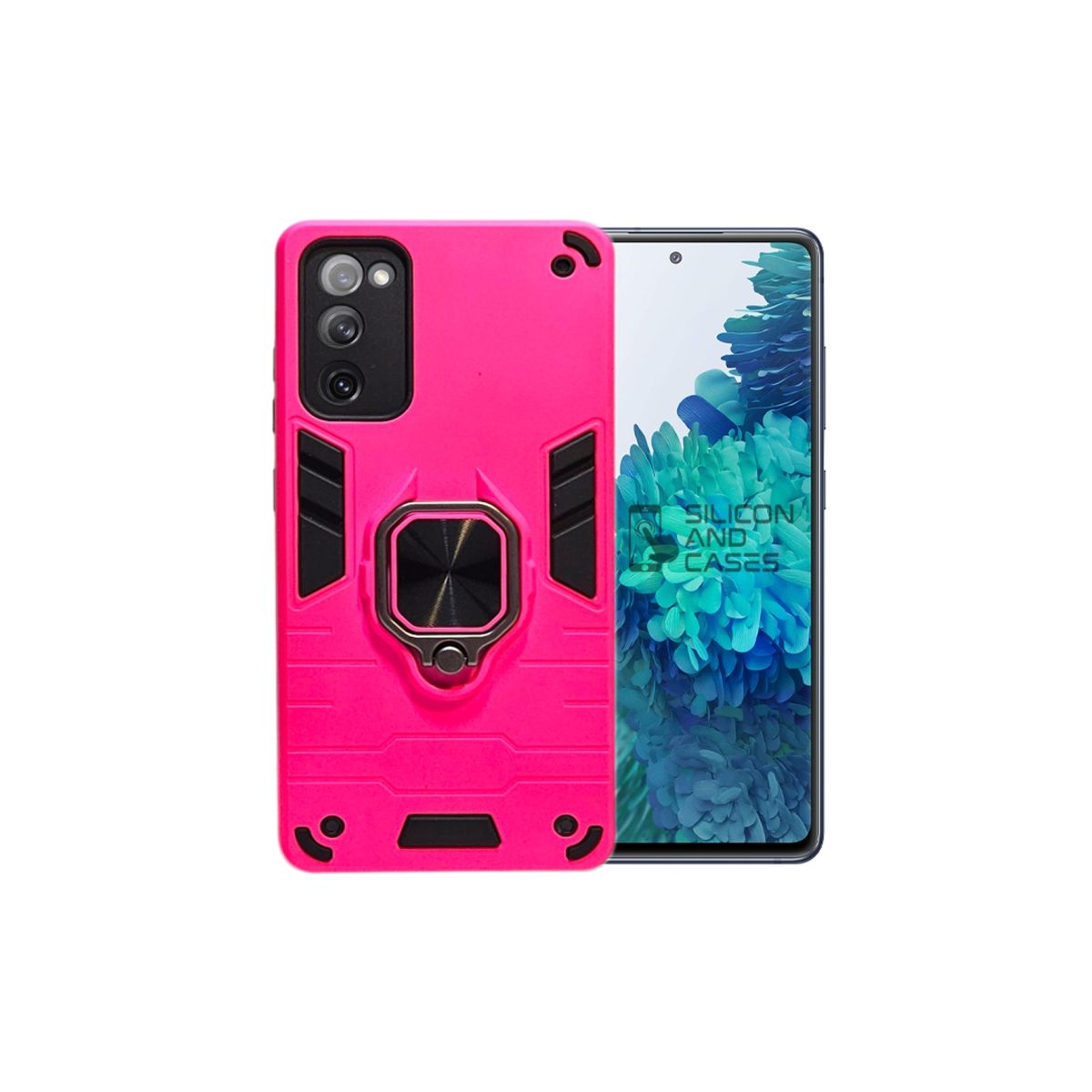 GENERICO - CARCASA ANILLO ANTIGOLPE PARA CELULAR SAMSUNG S20 FE COLOR FUCSIA