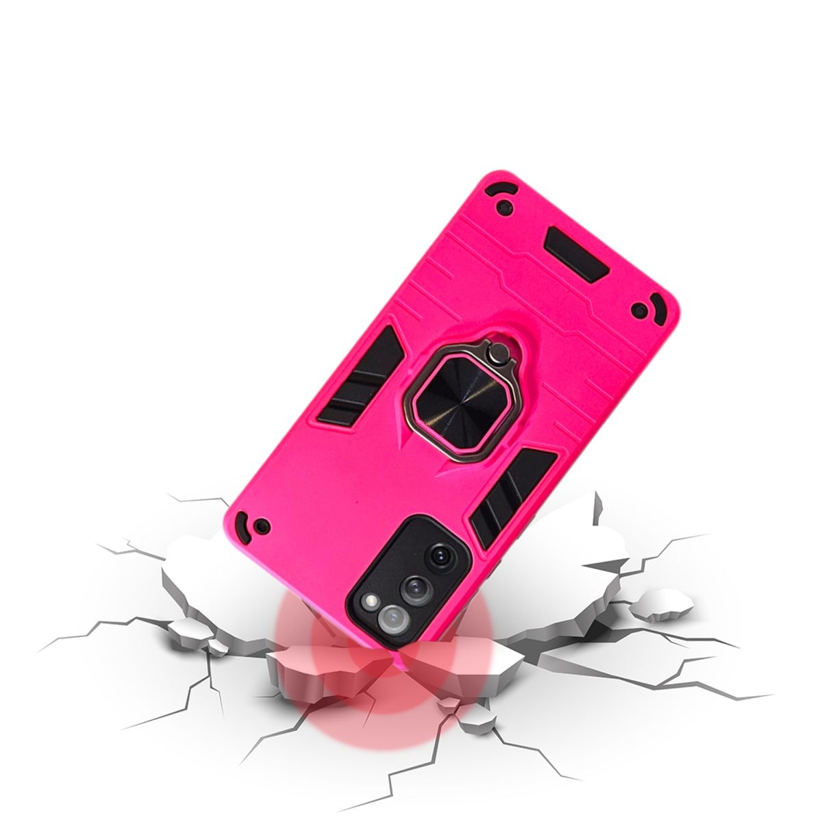 GENERICO - CARCASA ANILLO ANTIGOLPE PARA CELULAR SAMSUNG S20 FE COLOR FUCSIA