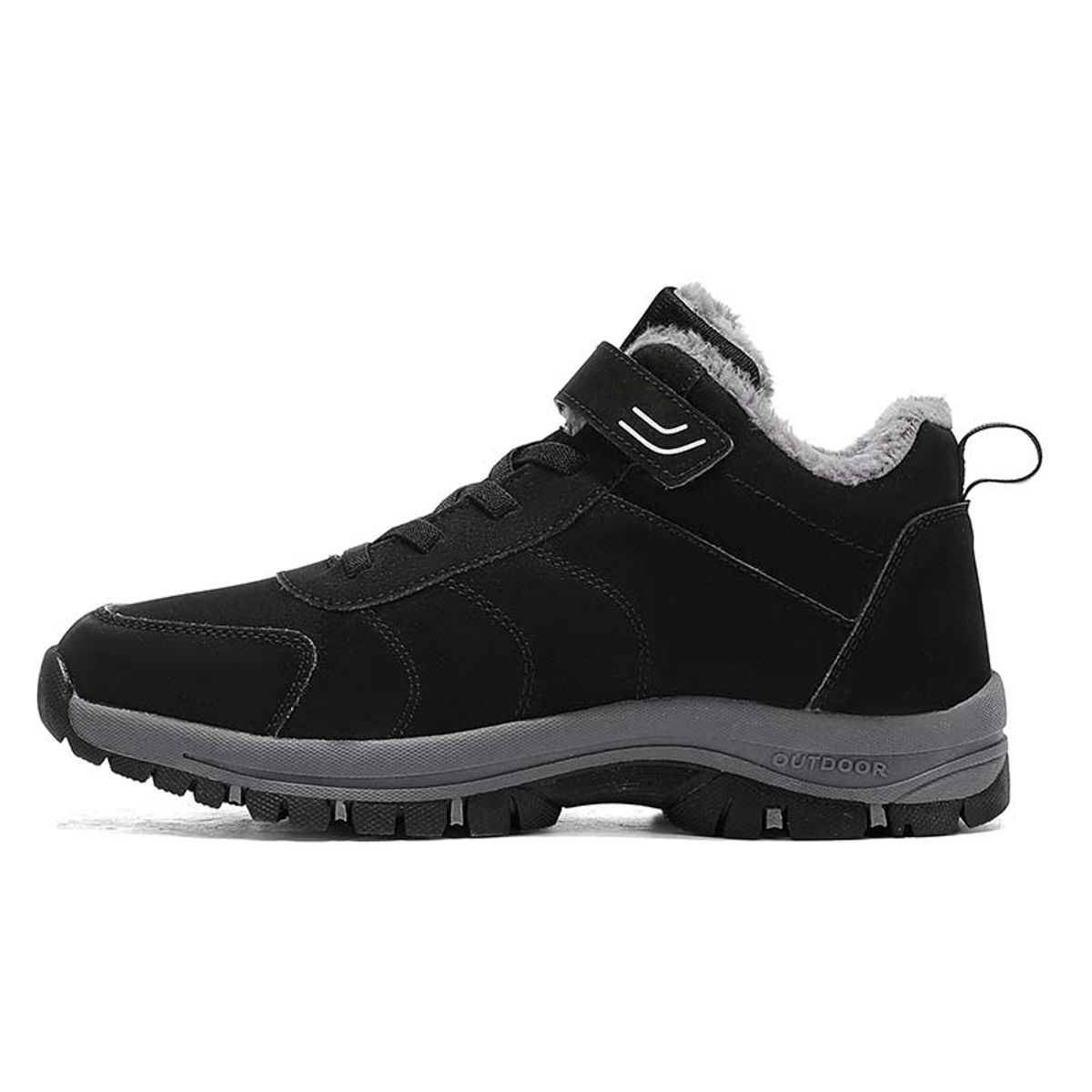 SHANDIAN - Zapatillas botin de hombre trekking temico invierno Negro