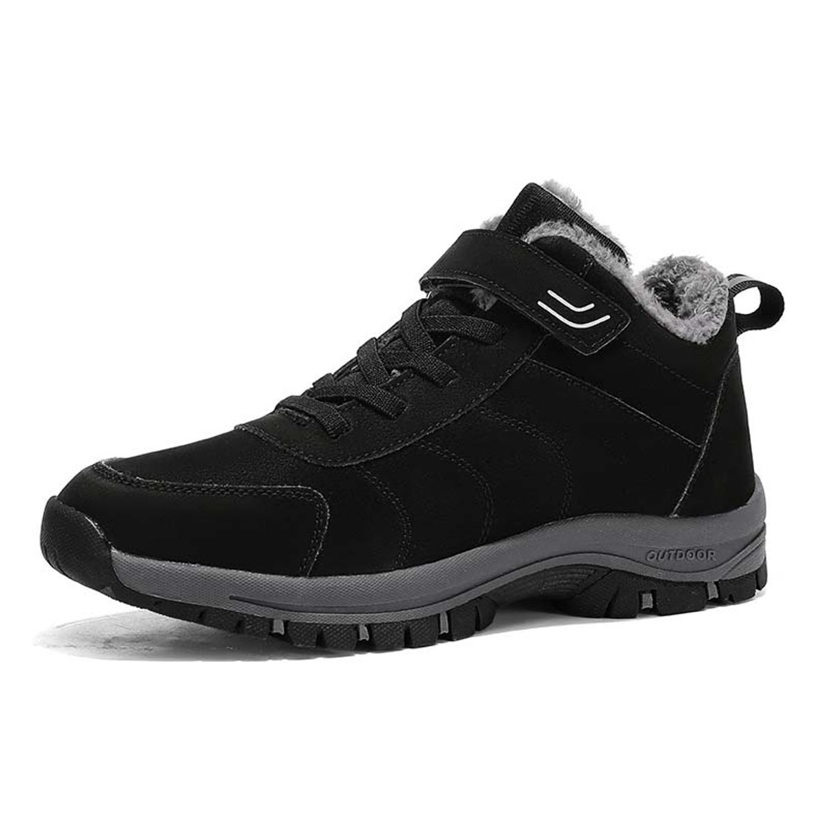 SHANDIAN - Zapatillas botin de hombre trekking temico invierno Negro
