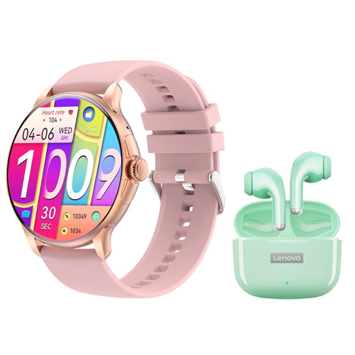 LENOVO - Toumi Watch GT-H9-P Amoled y Lenovo LP40 Pro-Verde De Audífonos tws