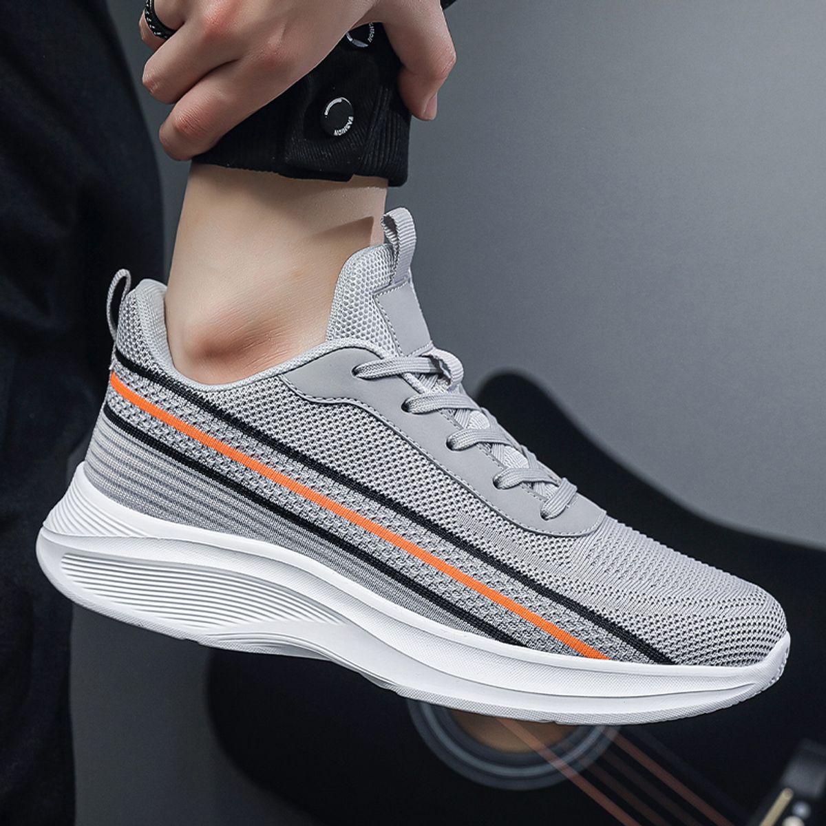 SHANDIAN - Zapatillas Running Hombre Gris