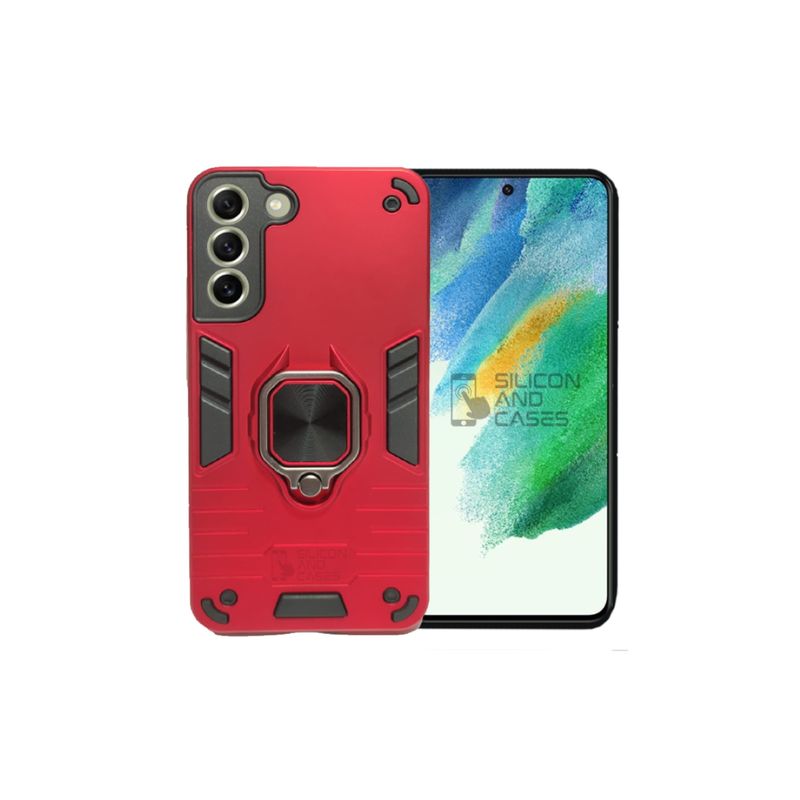 GENERICO - CARCASA ANILLO ANTIGOLPE PARA CELULAR SAMSUNG S21 FE COLOR ROJO