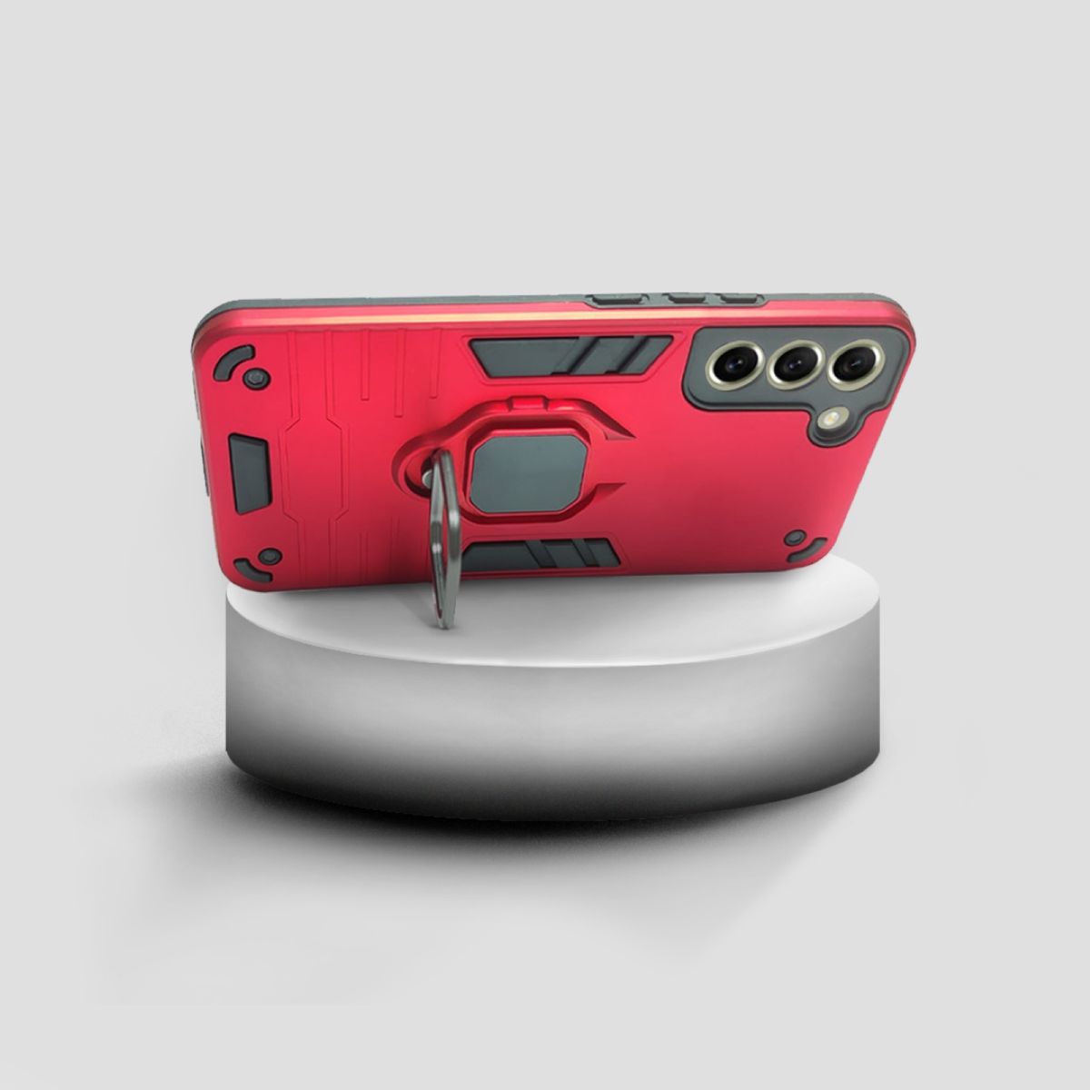 GENERICO - CARCASA ANILLO ANTIGOLPE PARA CELULAR SAMSUNG S21 FE COLOR ROJO