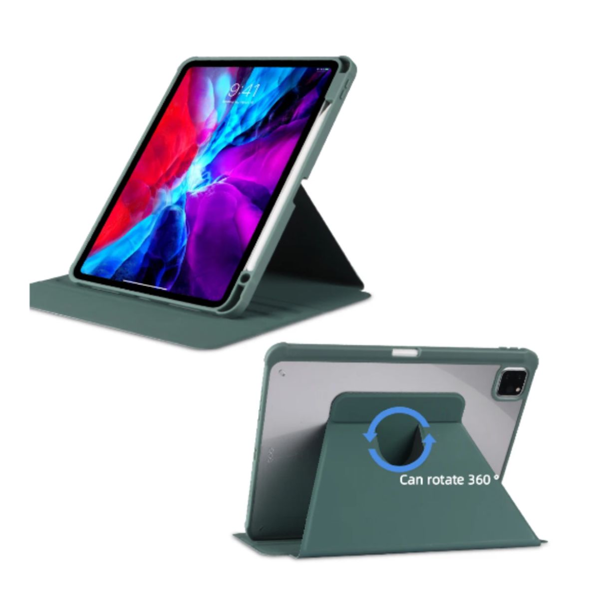 GENERICO - Carcasa Smart Cover Clear 360 Para iPad Air 13 M3 2025 Verde