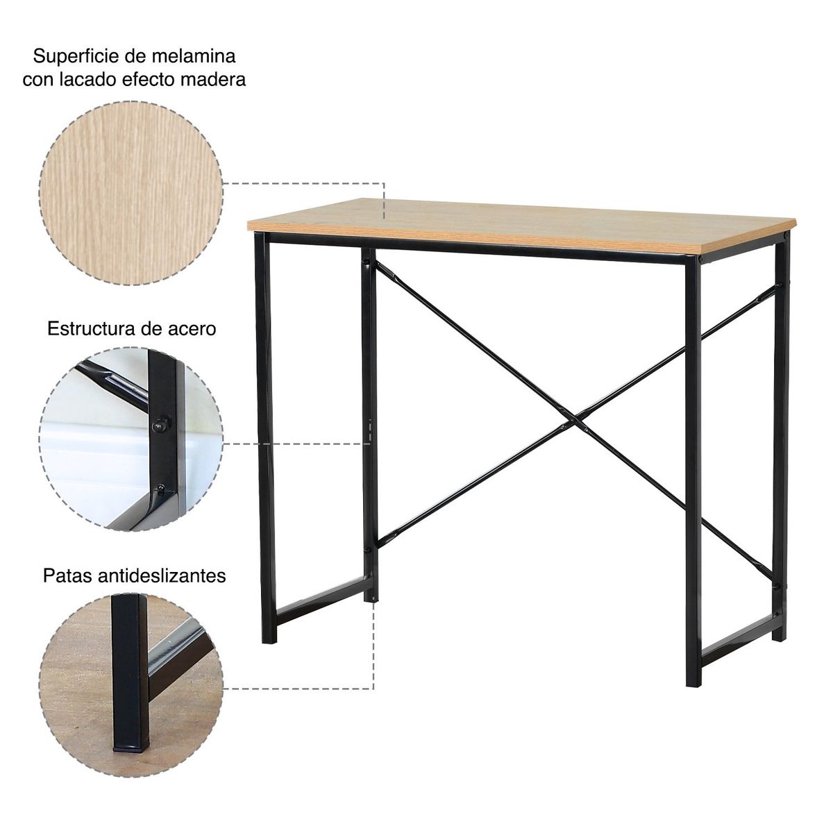 NOVAHUS - Escritorio Industrial Iron 71.5 x 100 x 40 cm