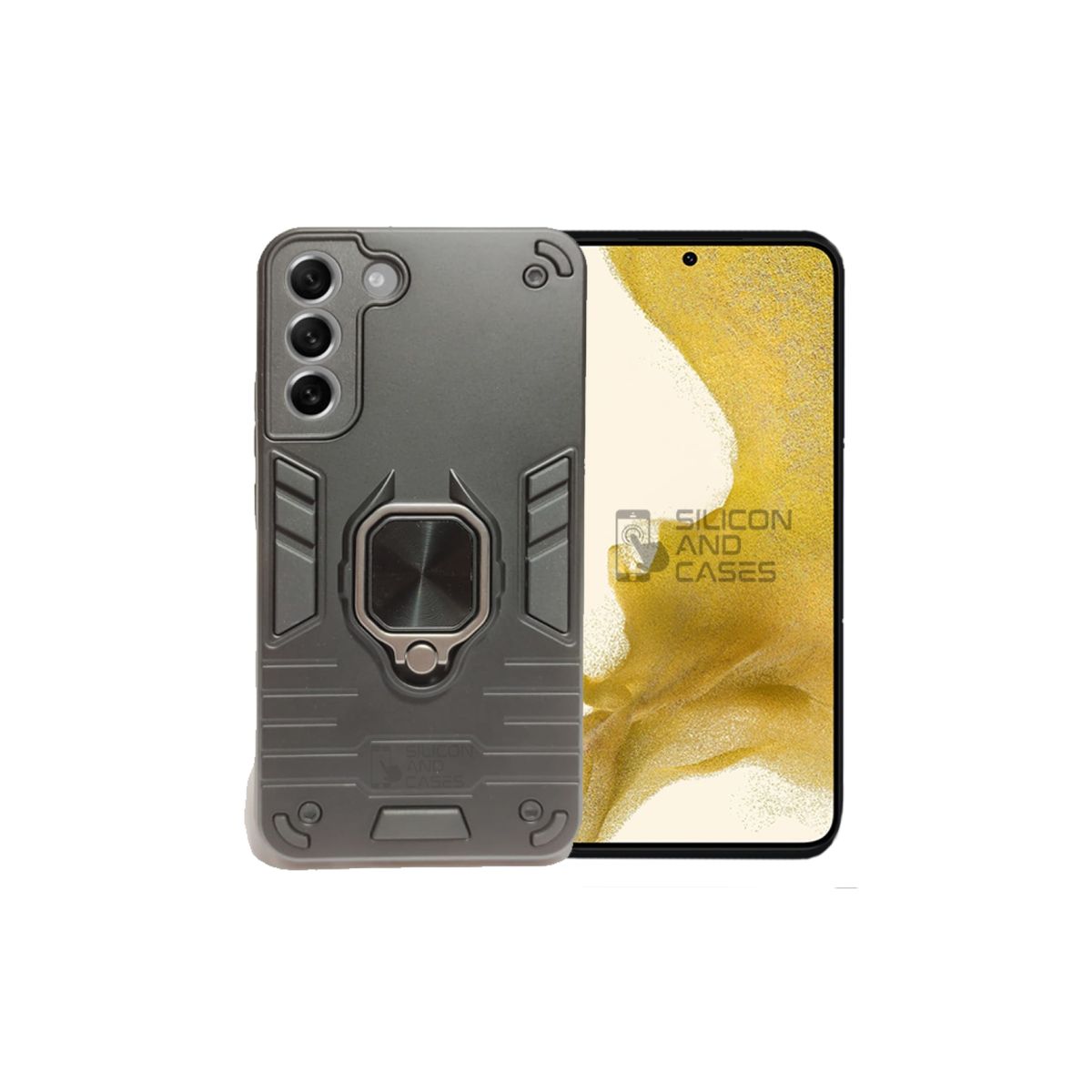 GENERICO - CARCASA ANILLO ANTIGOLPE PARA CELULAR SAMSUNG S22 COLOR NEGRO