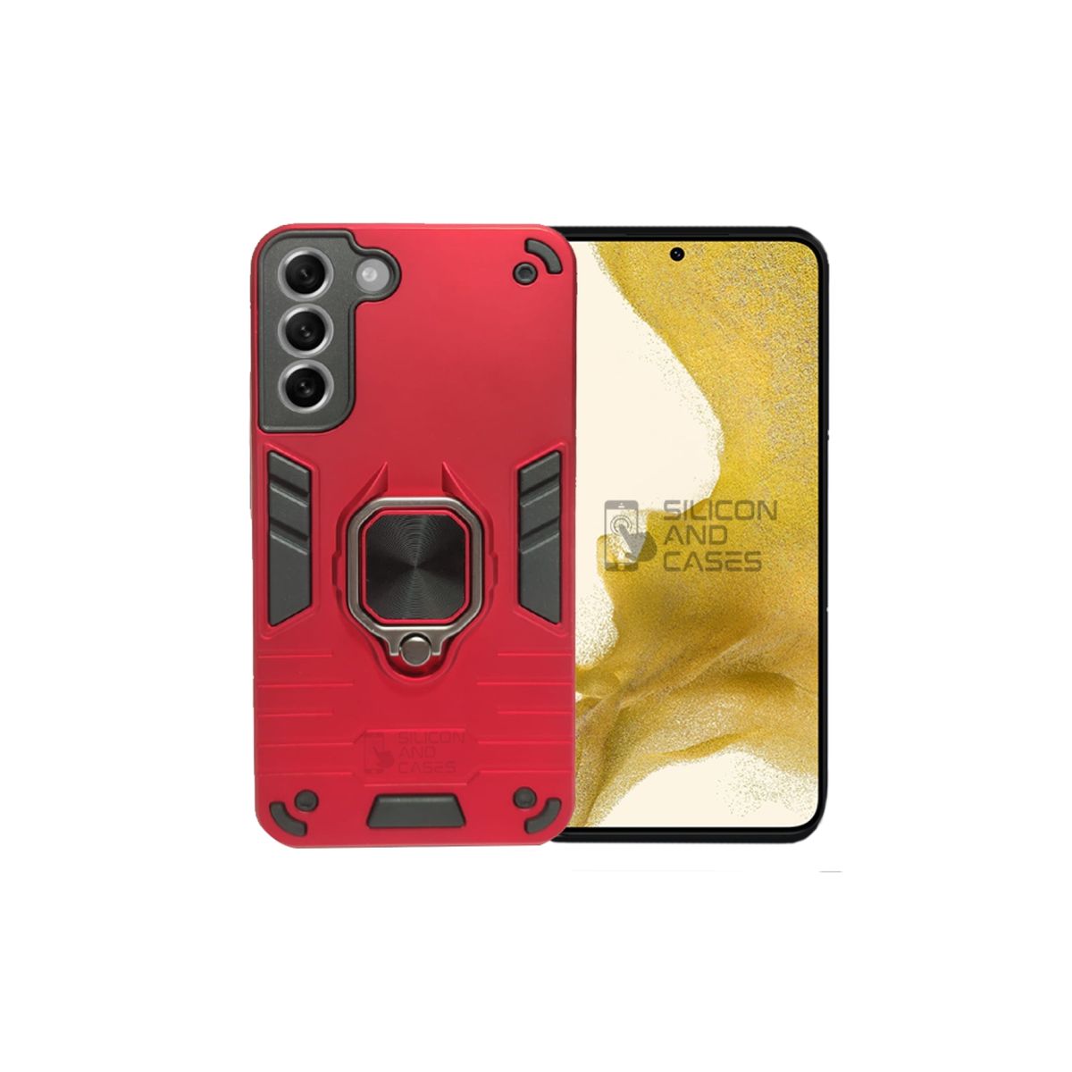 GENERICO - CARCASA ANILLO ANTIGOLPE PARA CELULAR SAMSUNG S22 COLOR ROJO