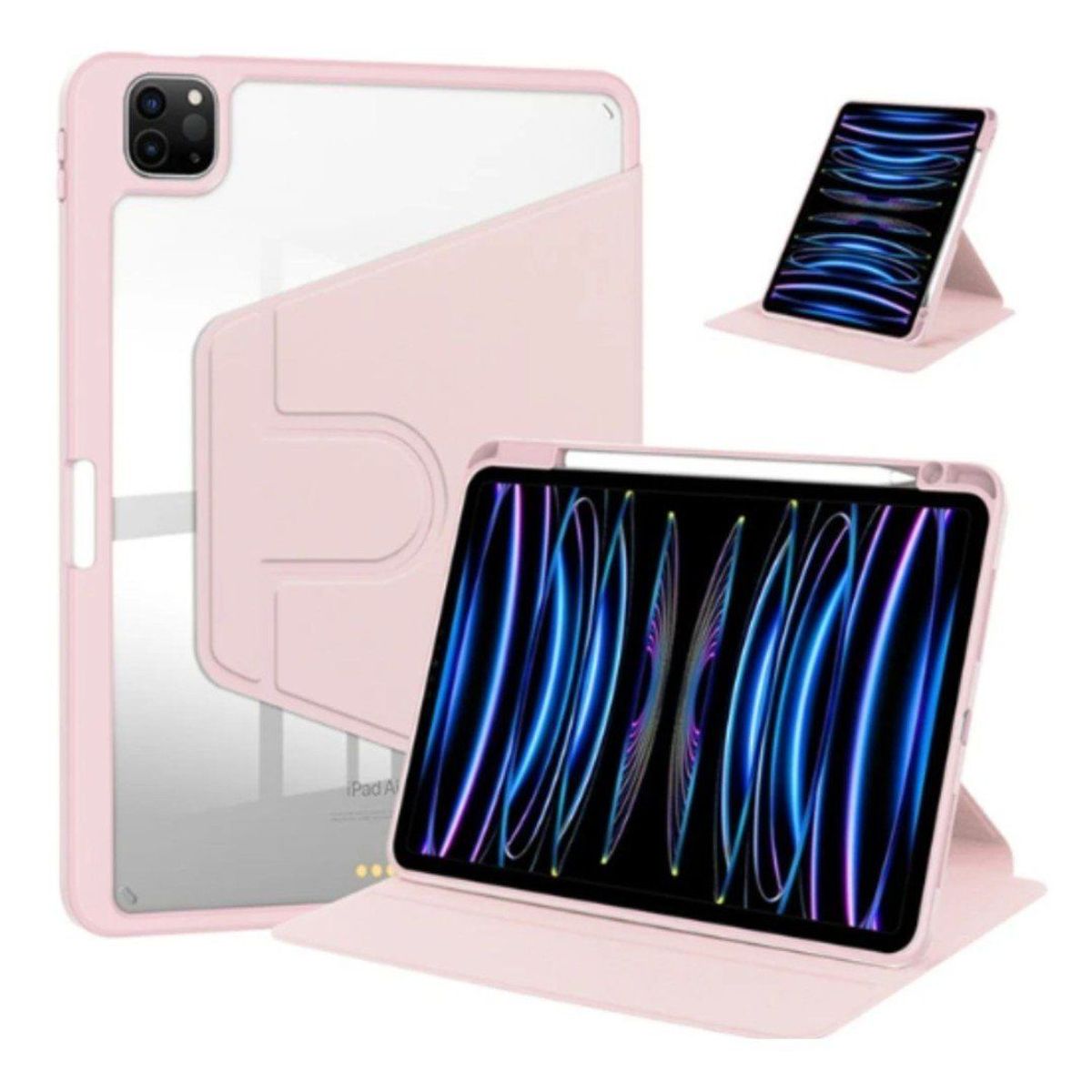 GENERICO - Carcasa Smart Cover Clear 360 Para iPad Air 13 M3 2025 Rosado