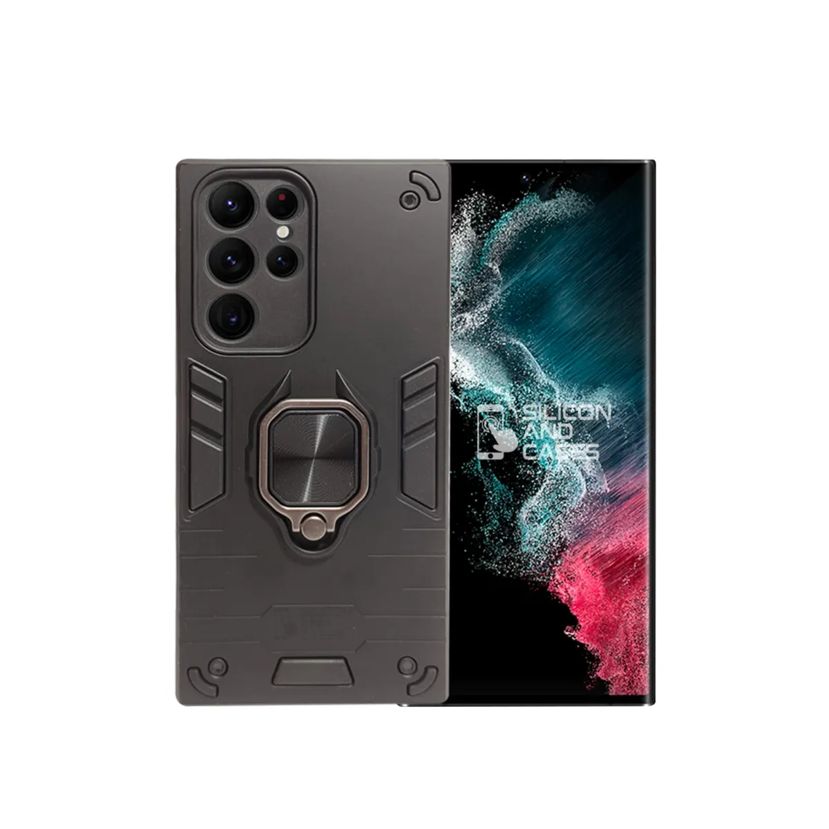 GENERICO - CARCASA ANILLO ANTIGOLPE PARA CELULAR SAMSUNG S22 ULTRA COLOR NEGRO