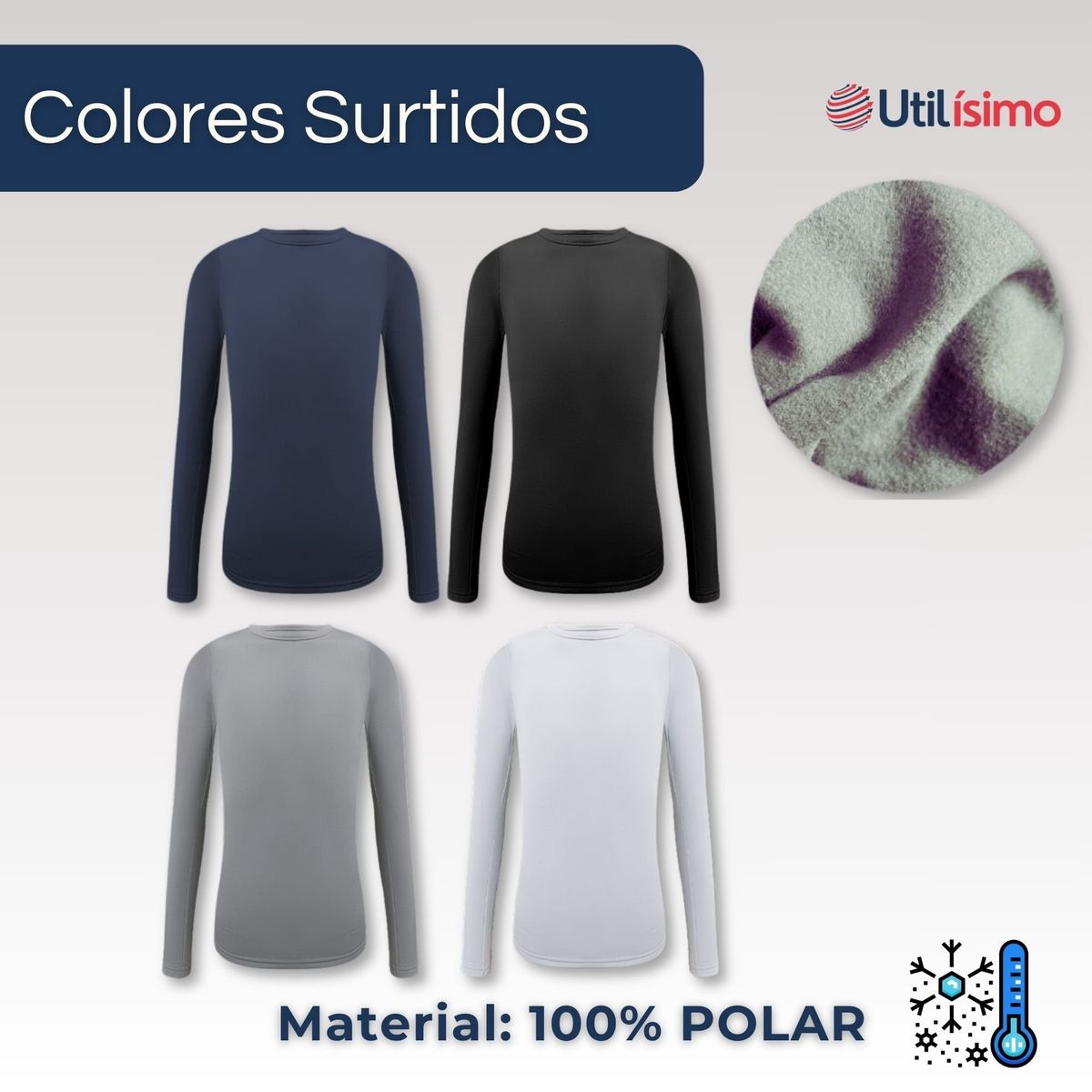 UTILISIMO - Pack 3 Camisetas Polera Polar Niño Primera Capa Surtido