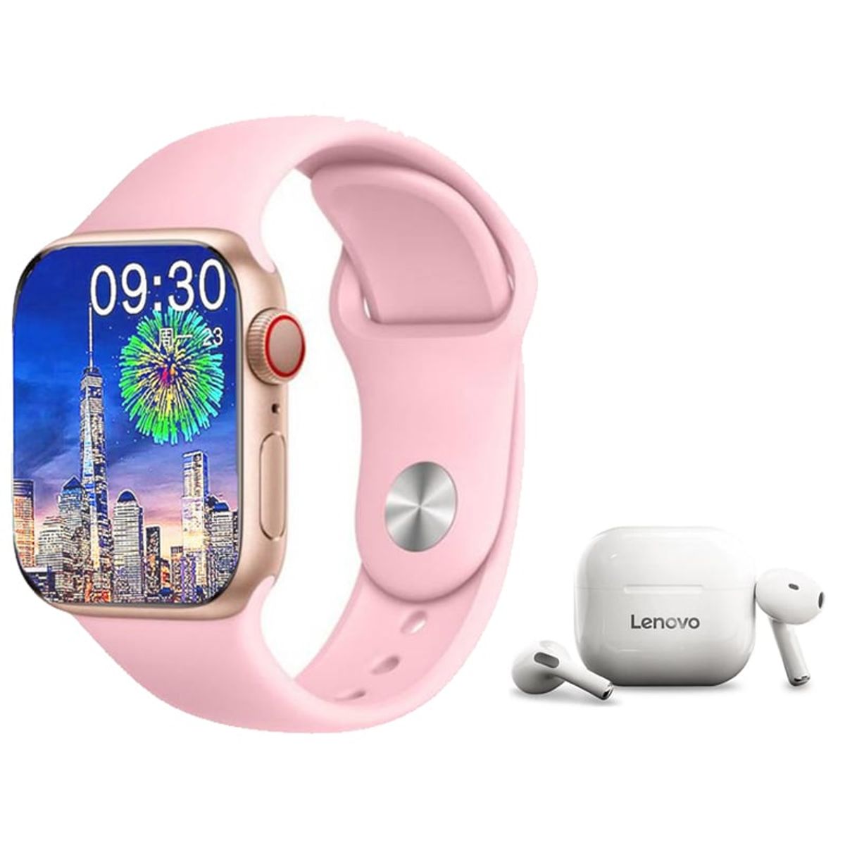 LENOVO - Audífonos Lenovo LP40-Blanco y Toumi Watch S9 Pro-Rosa