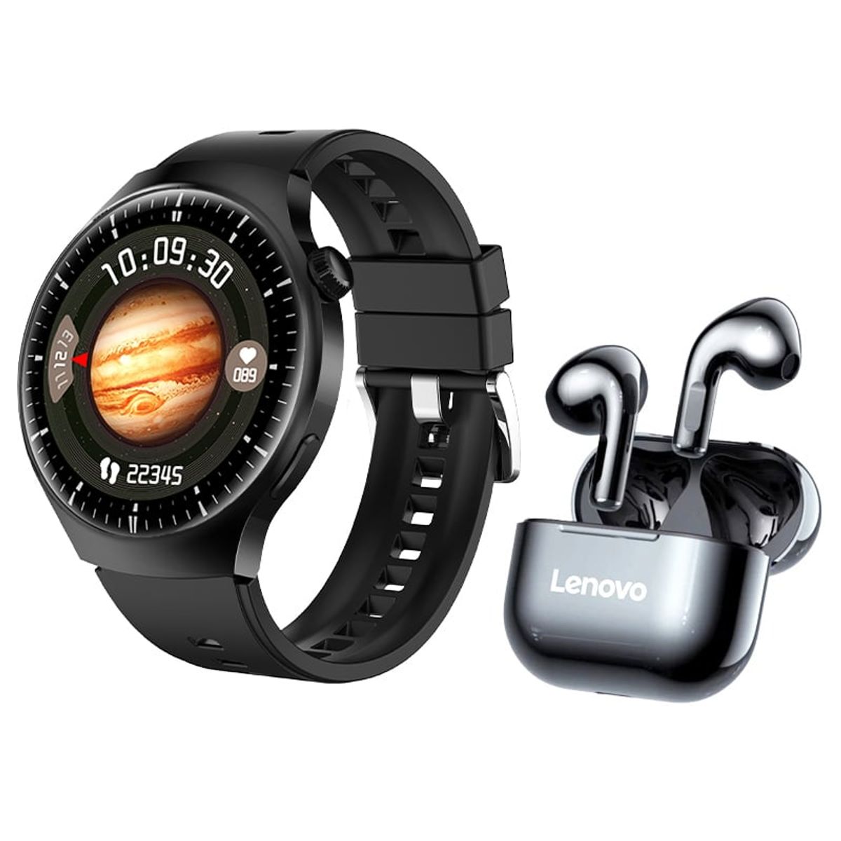 LENOVO - Reloj inteligente Toumi GT-H-B y Audifonos Lenovo LP40-Negro