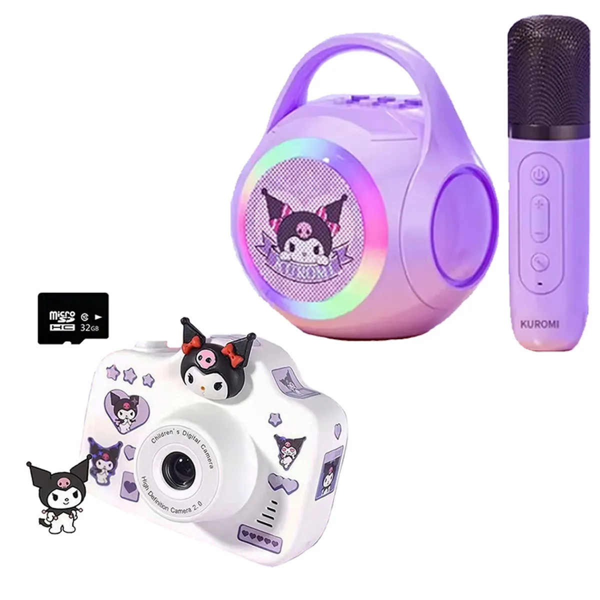 BRO TOUMI - KUROMI BT karaoke speaker y 1 microphones y Cámara Kuromi Digital