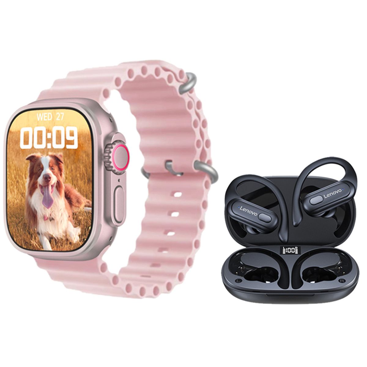 LENOVO - Lenovo XT60 De Audifonos tws-Negro y Toumi Watch S8-Rosa