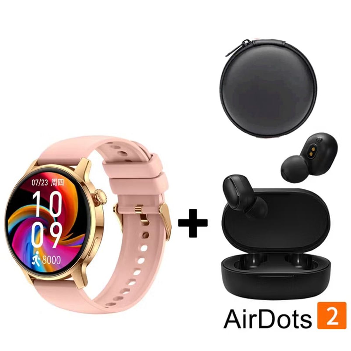LENOVO - S46 reloj inteligente deportivo y Redmi AirDots 2 - Rosa y Estuchen