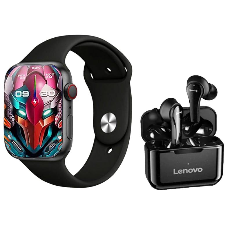LENOVO - Audífonos Lenovo QT82 BT 500mAh-Negro y Toumi Watch S9 Pro-B