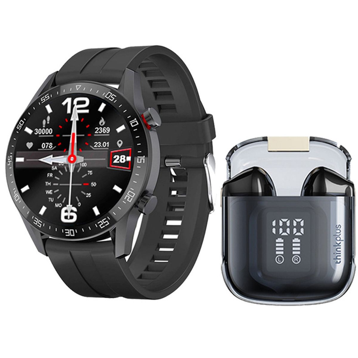 LENOVO - Lenovo LP6 Pro De Audífonos tws-Negro y Toumi Watch GT-R-Negro
