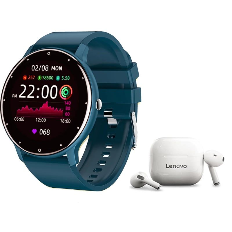 LENOVO - Audífonos Lenovo LP40-Blanco y Toumi Fit 2-Bu watch Reloj inteligente