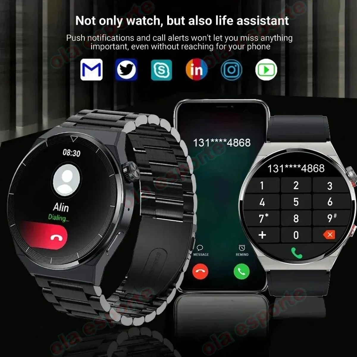 BRO TOUMI - Reloj Inteligente GT-H Smartwatch Bluetooth Sports - Negro