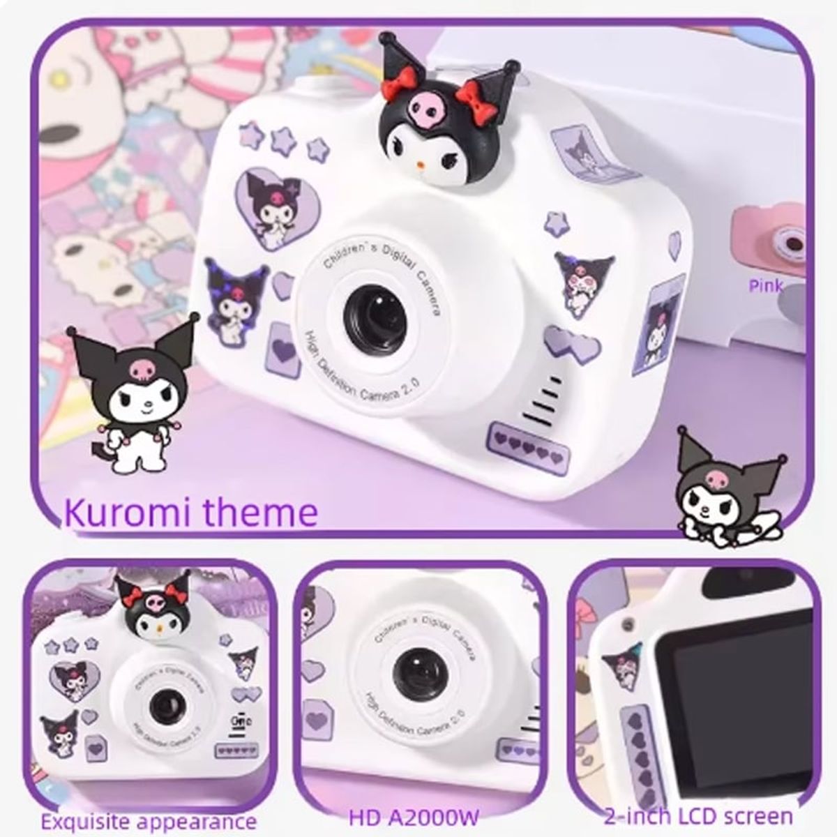 BRO TOUMI - Toumi Cámara Kuromi Digital HD de 20 mp1080p MP3 TF-Morado