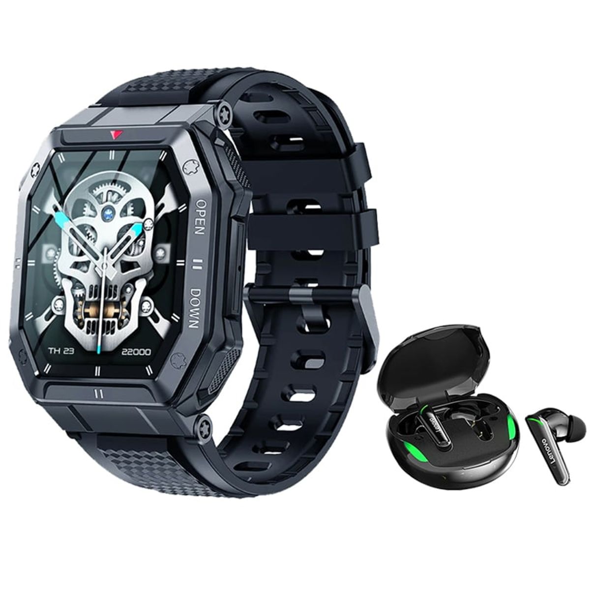LENOVO - Lenovo XT92 De Audífono tws y Toumi GT3 Reloj inteligente-Negro