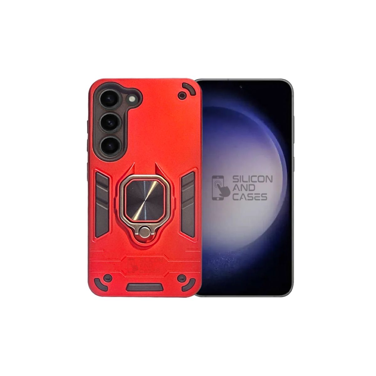 GENERICO - CARCASA ANILLO ANTIGOLPE PARA CELULAR SAMSUNG S23 COLOR ROJO