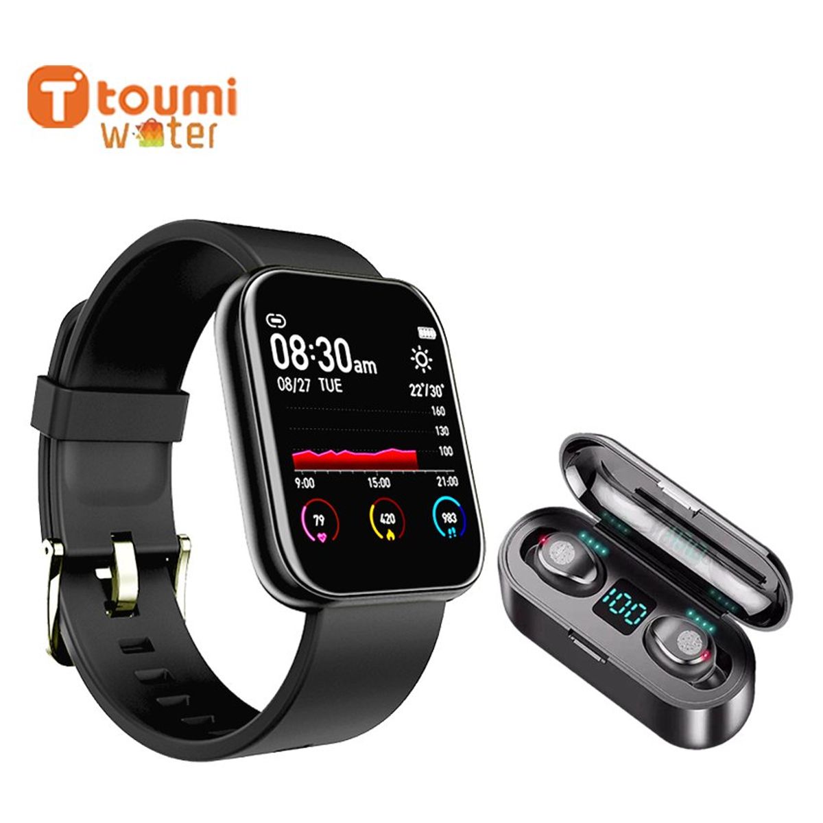 BRO TOUMI - Toumi F9 DE Audifonos Bluetooth y Toumi watch Reloj inteligente