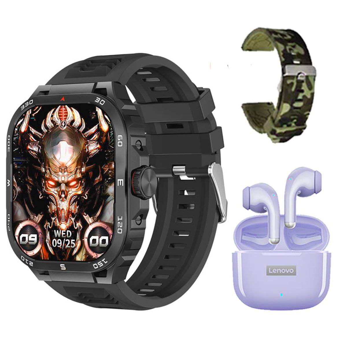 LENOVO - Audífonos Lenovo LP40-Morado y Smartwatch Toumi GT-W Max-B Amoled