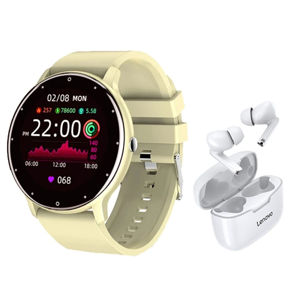 LENOVO - Audífonos lenovo xt90 de tws-Blanco y toumi fit 2 watch-Y
