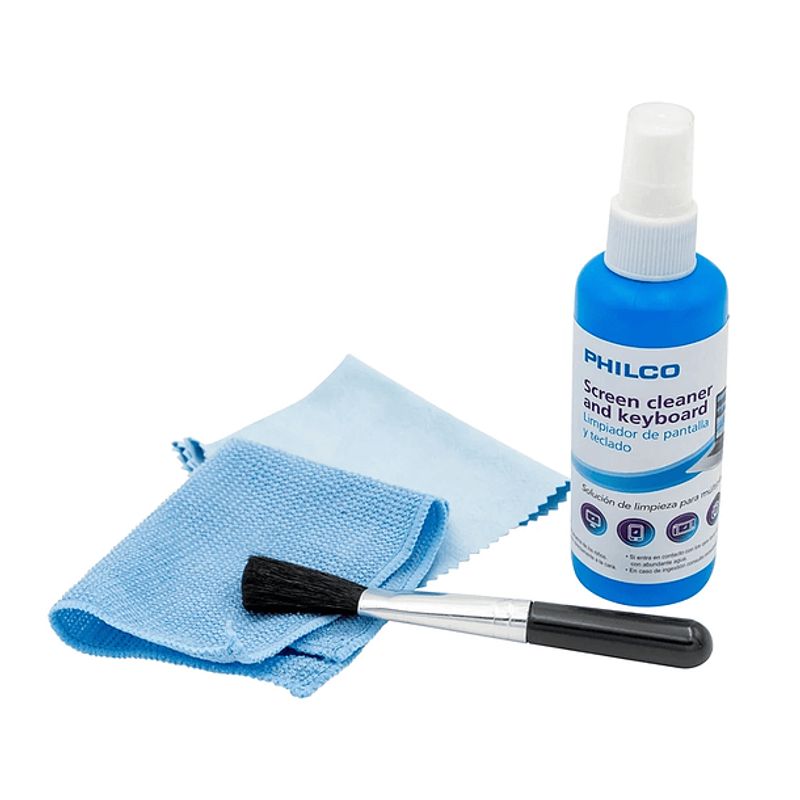 PHILCO - Kit Limpieza Philco 4 En 1, Spray + Cepillo de Fibra, Paño de Fibra, Paño Multiuso
