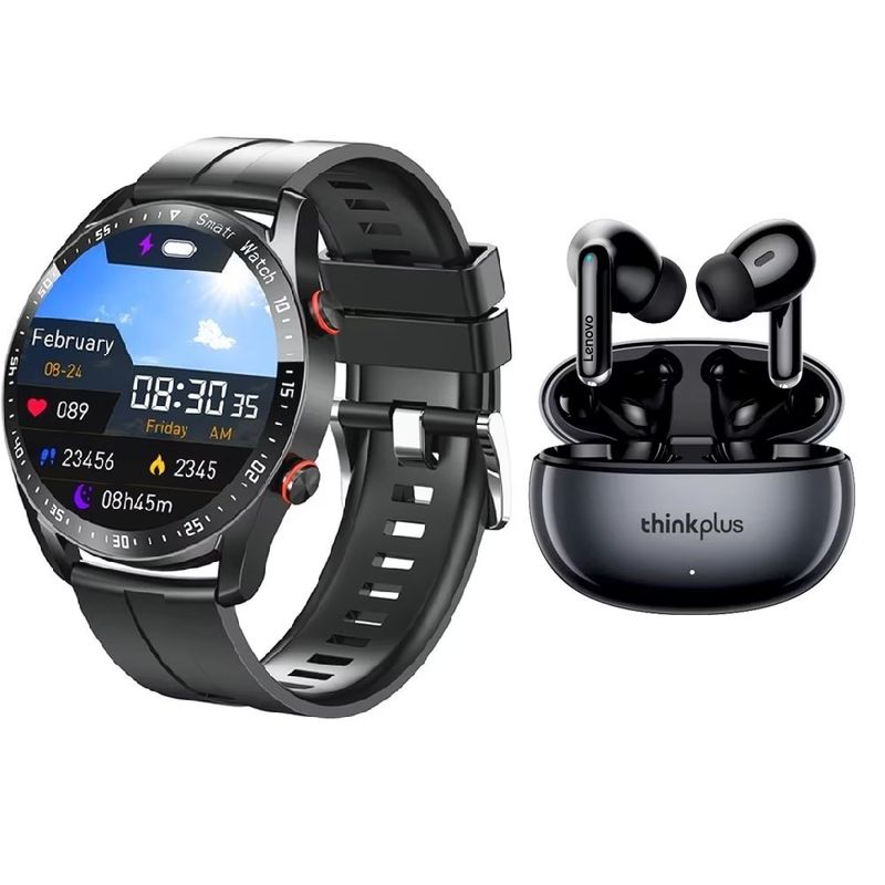 LENOVO - Audífonos Lenovo XT88 De Tws-Negro y Toumi GT-X Smartwatch-Negro