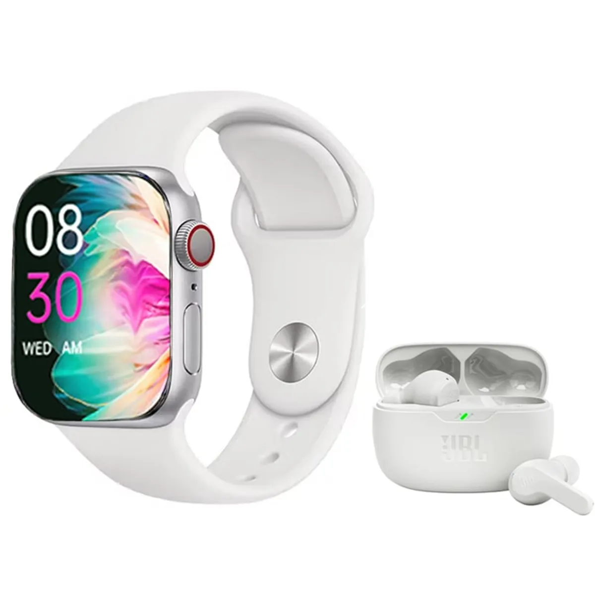 JBL - JBL Wave Beam Blanco Audífonos tws y Toumi Watch S9 Pro max-W