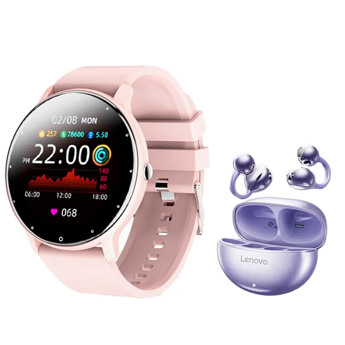 LENOVO - Lenovo TA140 Audífonos Morado y Toumi Fit 2-P Reloj inteligente