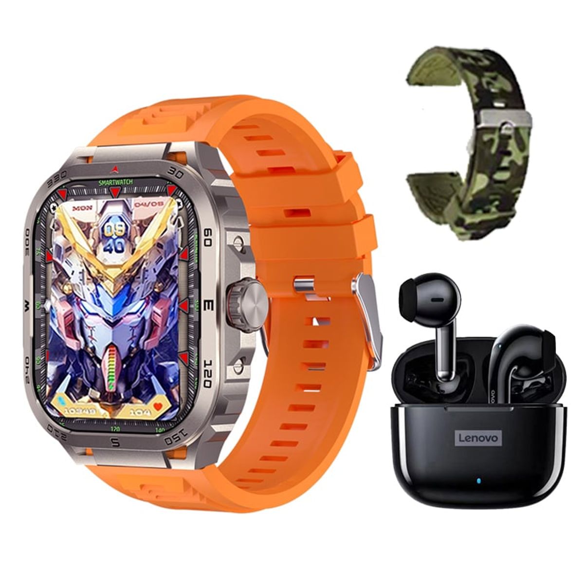 LENOVO - Audífonos Lenovo LP40-Negro y Smartwatch Toumi GT-W Max-G Amoled